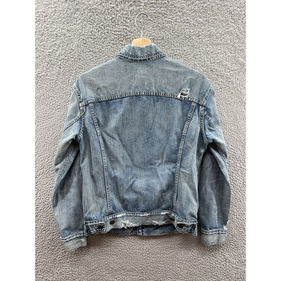 ABLE Denim Jacket Women’s Size Medium Blue Light Wash Distressed - Picture 2 of 3